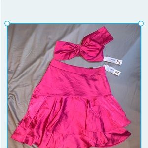 Meshki red skirt set